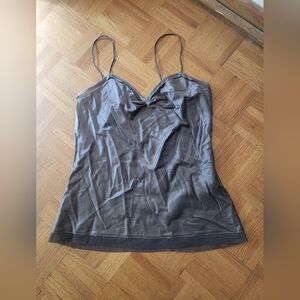 Silky Charcoal Gray Slip Chemise with Spaghetti Straps